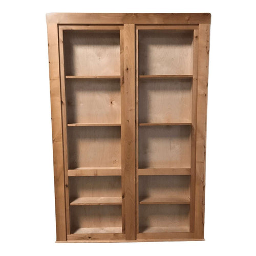 Hidden Bookcase Double Door 48" Alder Clear Coated - Hide-A-Way-Doors