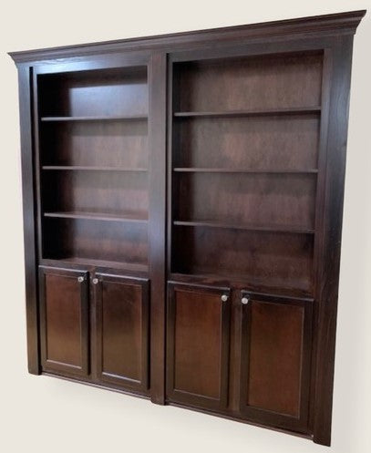 double bookcase door maple wood with dark stain