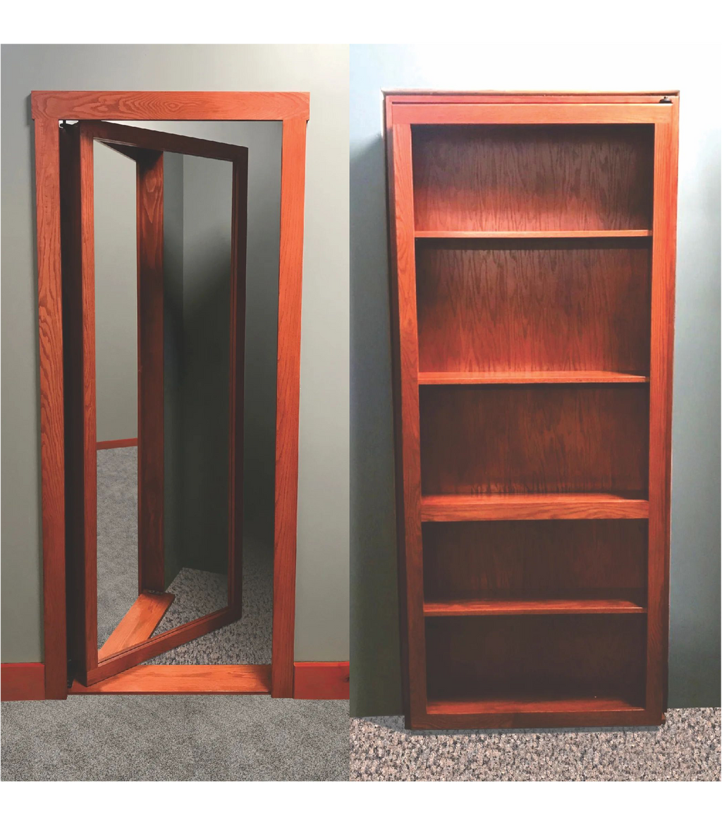 Reverse mirror bookcase door