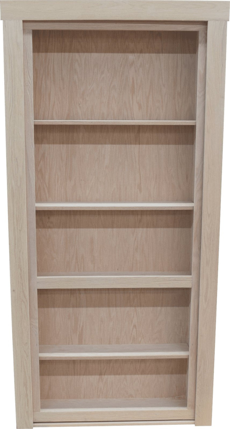 Bookcase Hidden Door 30" Red Oak Unfinished In-swing Right - Hide-A-Way-Doors