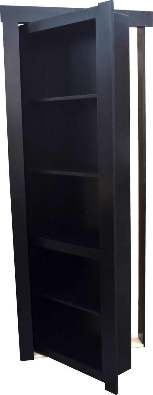 Single Mount Bookcase Door 28" Out-swing Right Paint Grade Black - Hide-A-Way-Doors