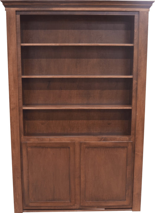 Single Mount Hidden Bookcase Door 48"x 80" Maple with cabinet doors - Hide-A-Way-Doors